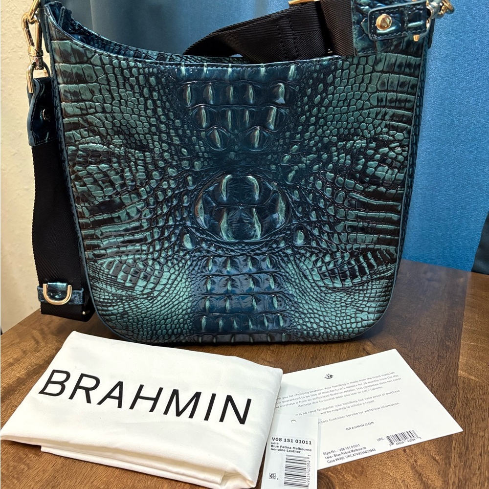 **SOLD**Brahmin NWOT Large Leia - Blue Patina Melbourne - 2 Perfect Eyes - Picture 3 of 16